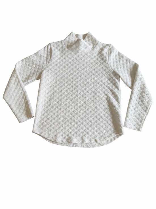 J. Crew Tops - J.Crew Ivory Textured Quilted Mock Neck XS Diamond Knit Long Sleeve Pullover